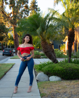 Bella (off the shoulder red crop top)